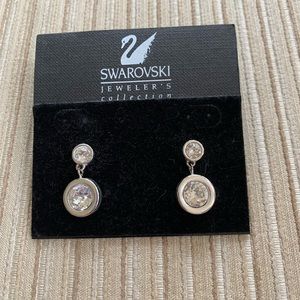 Swarovski crystal stud-drop pierced earrings